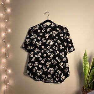 Ann Taylor Floral Mock Neck Blouse